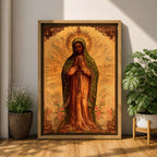 Our Lady of Guadalupe Wall Art La Morenita Framed Canvas Mexican Catholic Marian Decor
