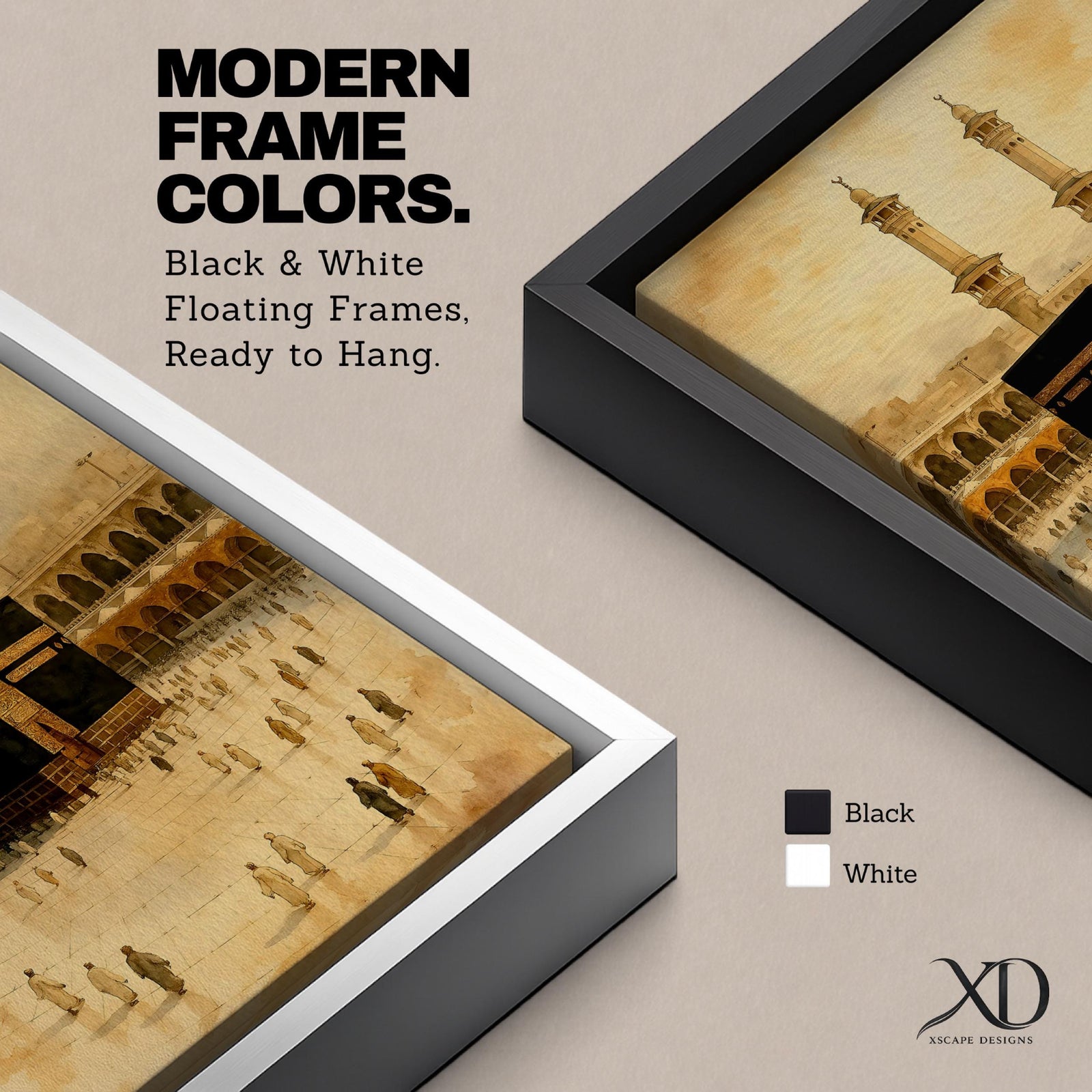 Kaaba Wall Art Tawaf Pilgrims Framed Canvas Masjid Al Haram Vintage Islamic Mecca Decor