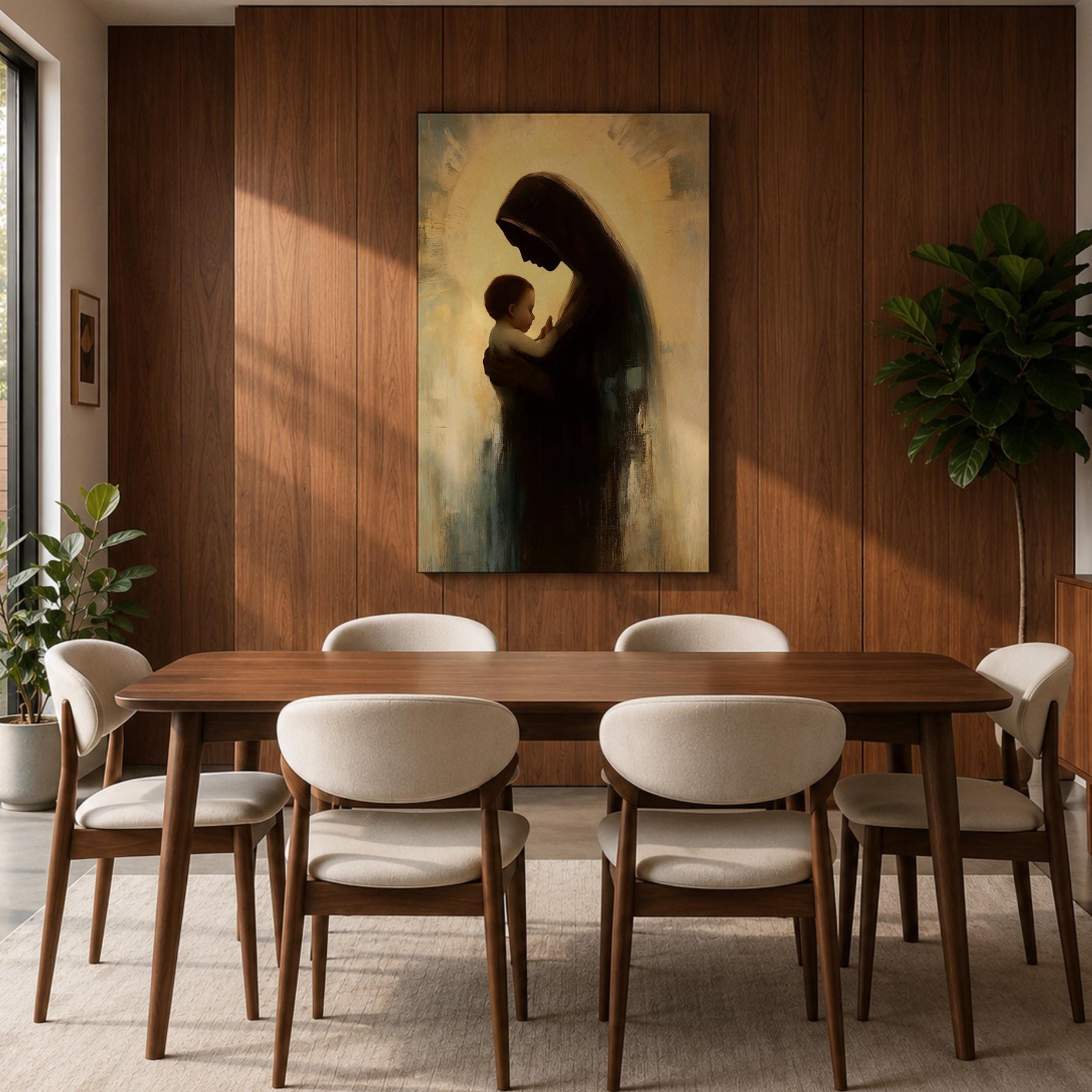Virgin Mary and Baby Jesus Wall Art Madonna and Child Framed Canvas Christian Decor