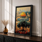 Masjid Al Aqsa Wall Art Olive Tree View Framed Canvas Jerusalem Mosque Islamic Decor