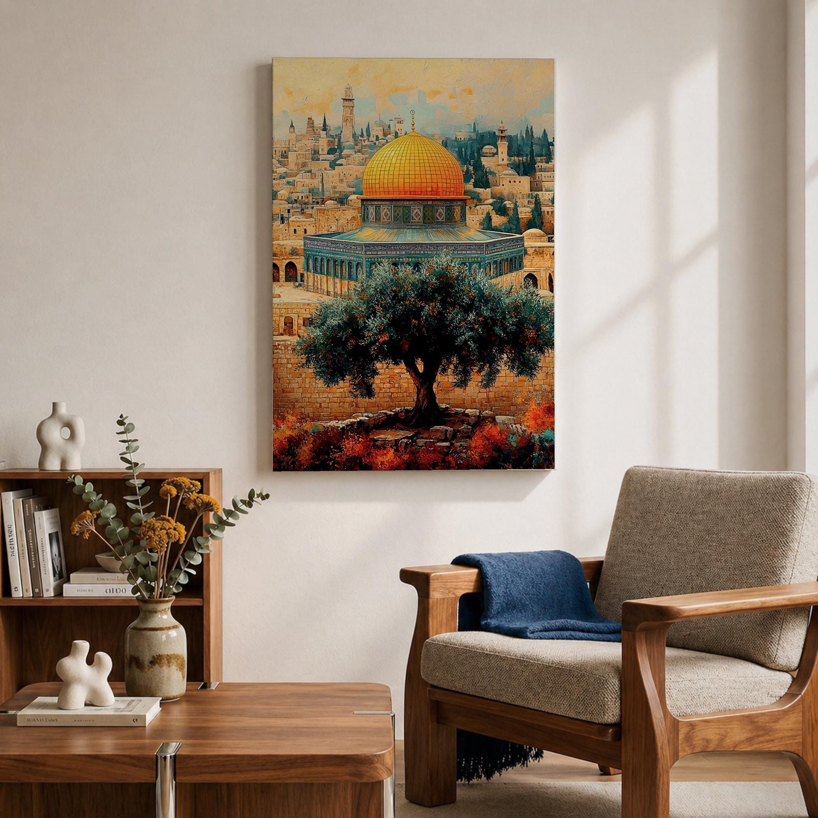 Masjid Al Aqsa Wall Art Olive Tree View Framed Canvas Jerusalem Mosque Islamic Decor