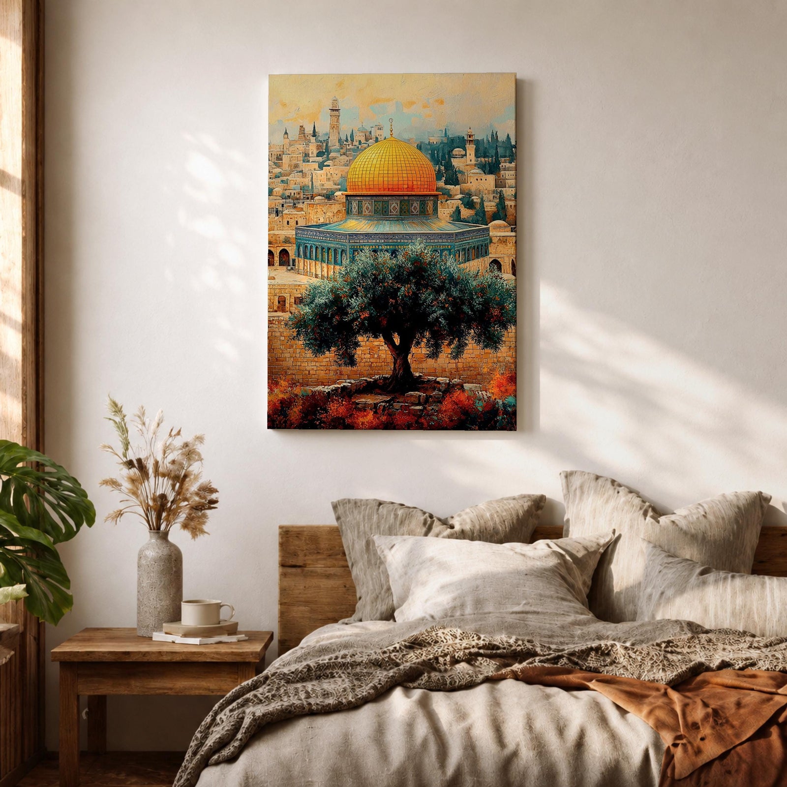 Masjid Al Aqsa Wall Art Olive Tree View Framed Canvas Jerusalem Mosque Islamic Decor