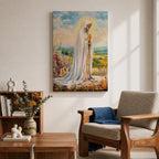 Our Lady of Fatima Wall Art Virgin Mary Apparition Framed Canvas Catholic Home Decor
