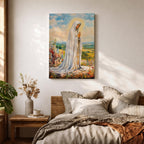Our Lady of Fatima Wall Art Virgin Mary Apparition Framed Canvas Catholic Home Decor