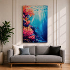 Coral Reef Wall Art Tropical Underwater Ocean Framed Canvas Marine Life Landscape Bedroom Decor