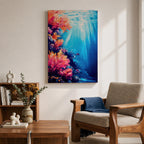 Coral Reef Wall Art Tropical Underwater Ocean Framed Canvas Marine Life Landscape Bedroom Decor