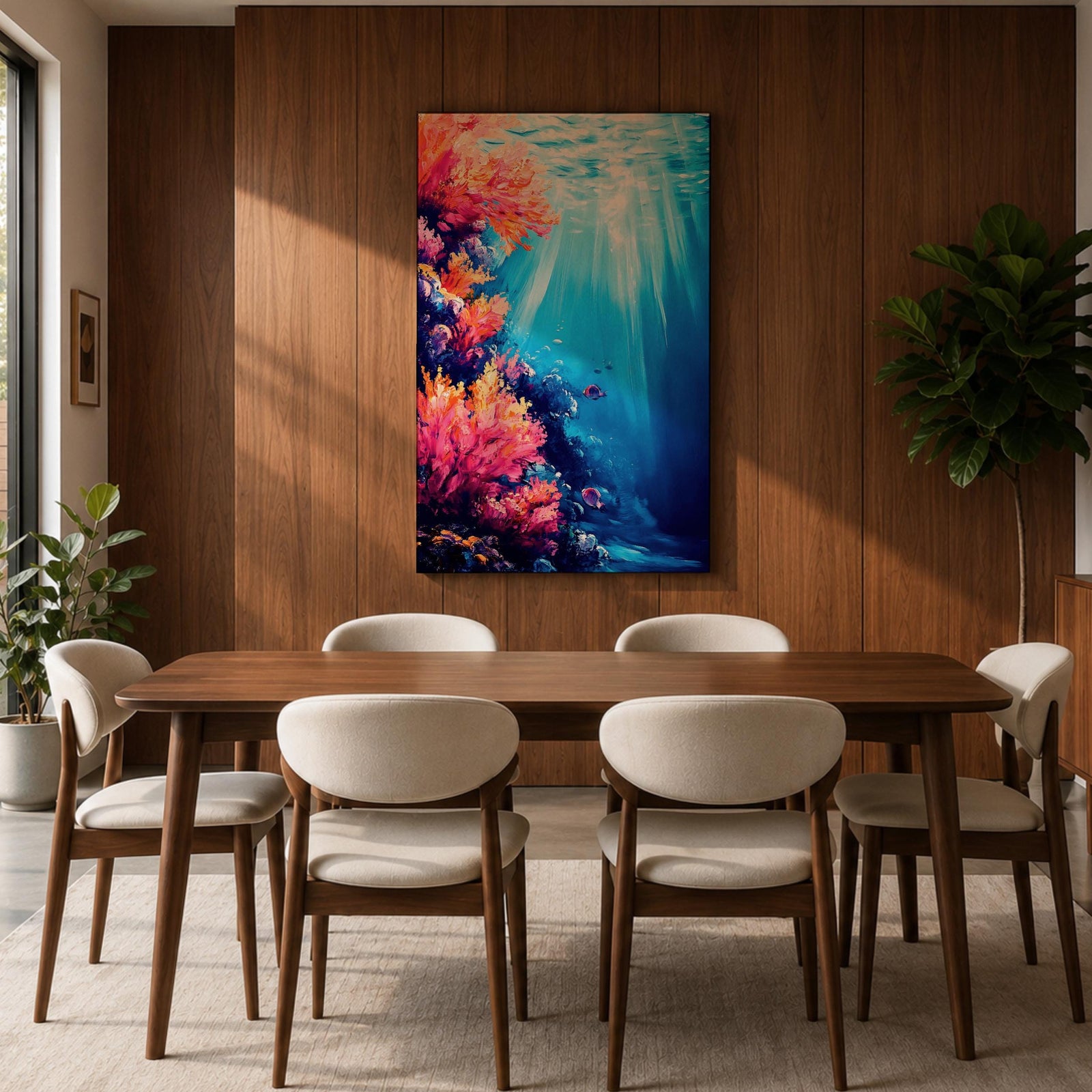Coral Reef Wall Art Tropical Underwater Ocean Framed Canvas Marine Life Landscape Bedroom Decor