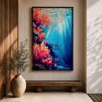 Coral Reef Wall Art Tropical Underwater Ocean Framed Canvas Marine Life Landscape Bedroom Decor