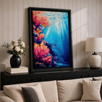 Coral Reef Wall Art Tropical Underwater Ocean Framed Canvas Marine Life Landscape Bedroom Decor