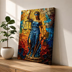 Lady Justice Legal Symbol Wall Art Blindfolded Scales Stained Glass Gift Office Home Decor