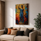 Lady Justice Legal Symbol Wall Art Blindfolded Scales Stained Glass Gift Office Home Decor