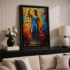 Lady Justice Legal Symbol Wall Art Blindfolded Scales Stained Glass Gift Office Home Decor