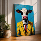 Cow Business Wall Art Portrait Abstract Animal Surreal Modern Humor Gift Office Home Decor