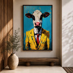 Cow Business Wall Art Portrait Abstract Animal Surreal Modern Humor Gift Office Home Decor