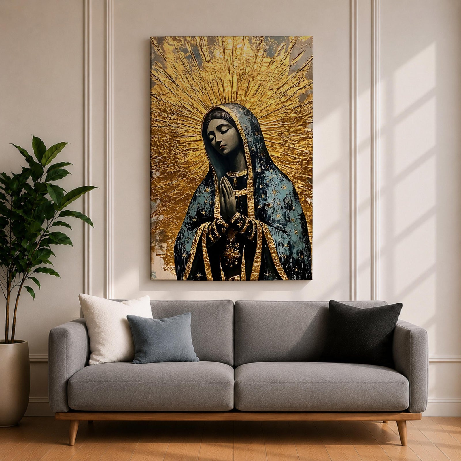 Our Lady of Guadalupe Wall Art Prayer Framed Canvas Virgen del Tepeyac Catholic Decor