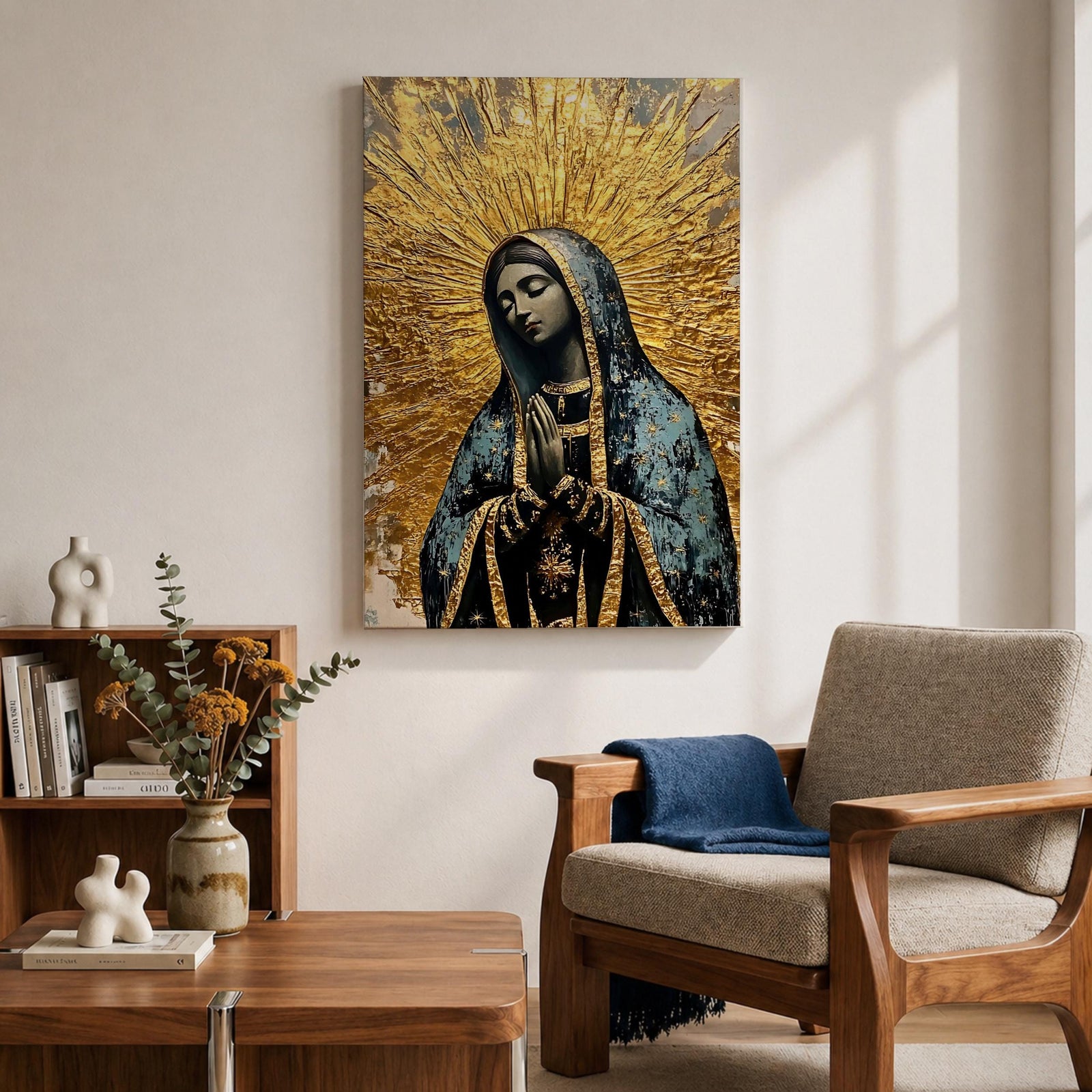 Our Lady of Guadalupe Wall Art Prayer Framed Canvas Virgen del Tepeyac Catholic Decor