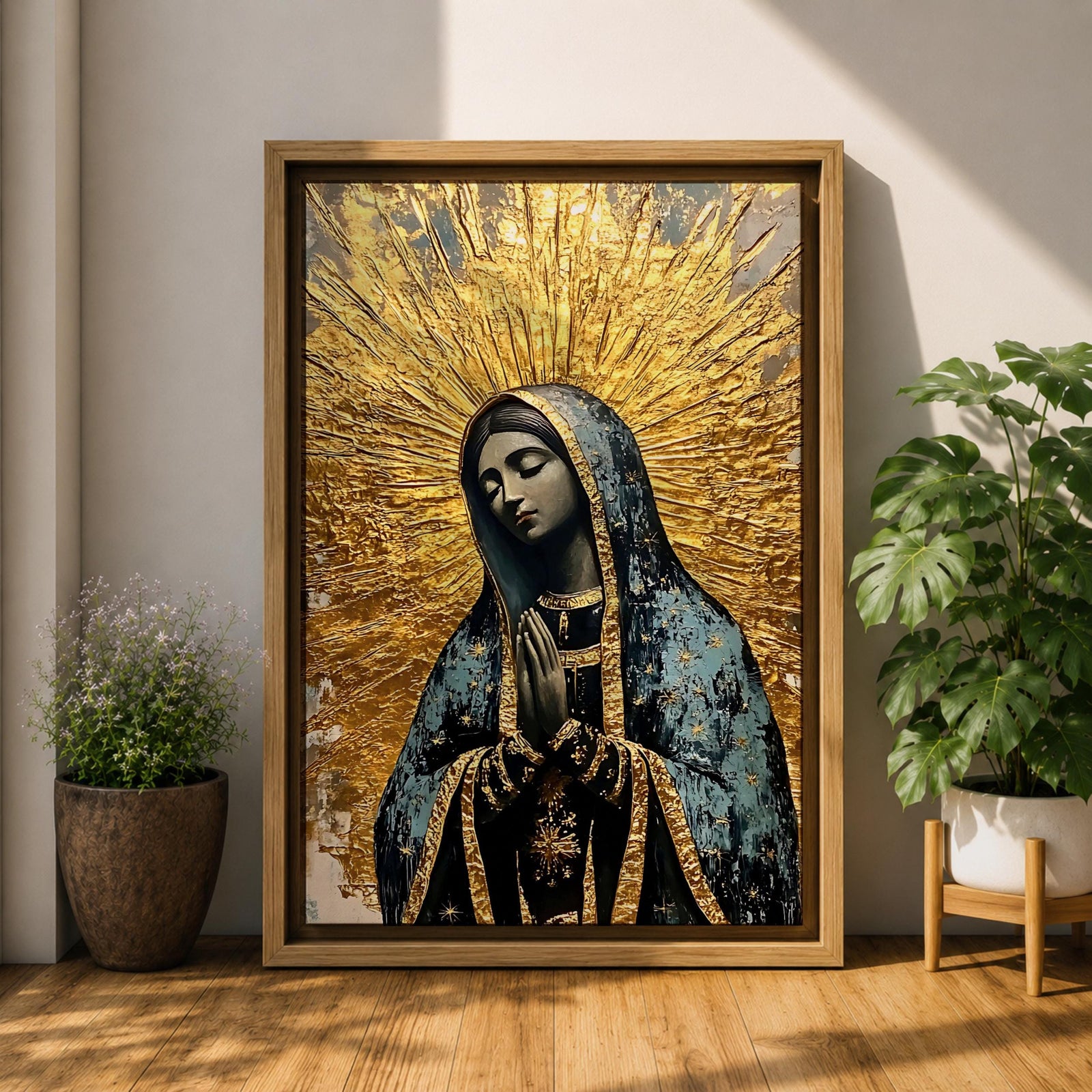 Our Lady of Guadalupe Wall Art Prayer Framed Canvas Virgen del Tepeyac Catholic Decor