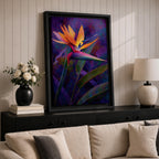 Bird of Paradise Wall Art Garden Bloom Framed Canvas Strelitzia Abstract Tropical Home Decor