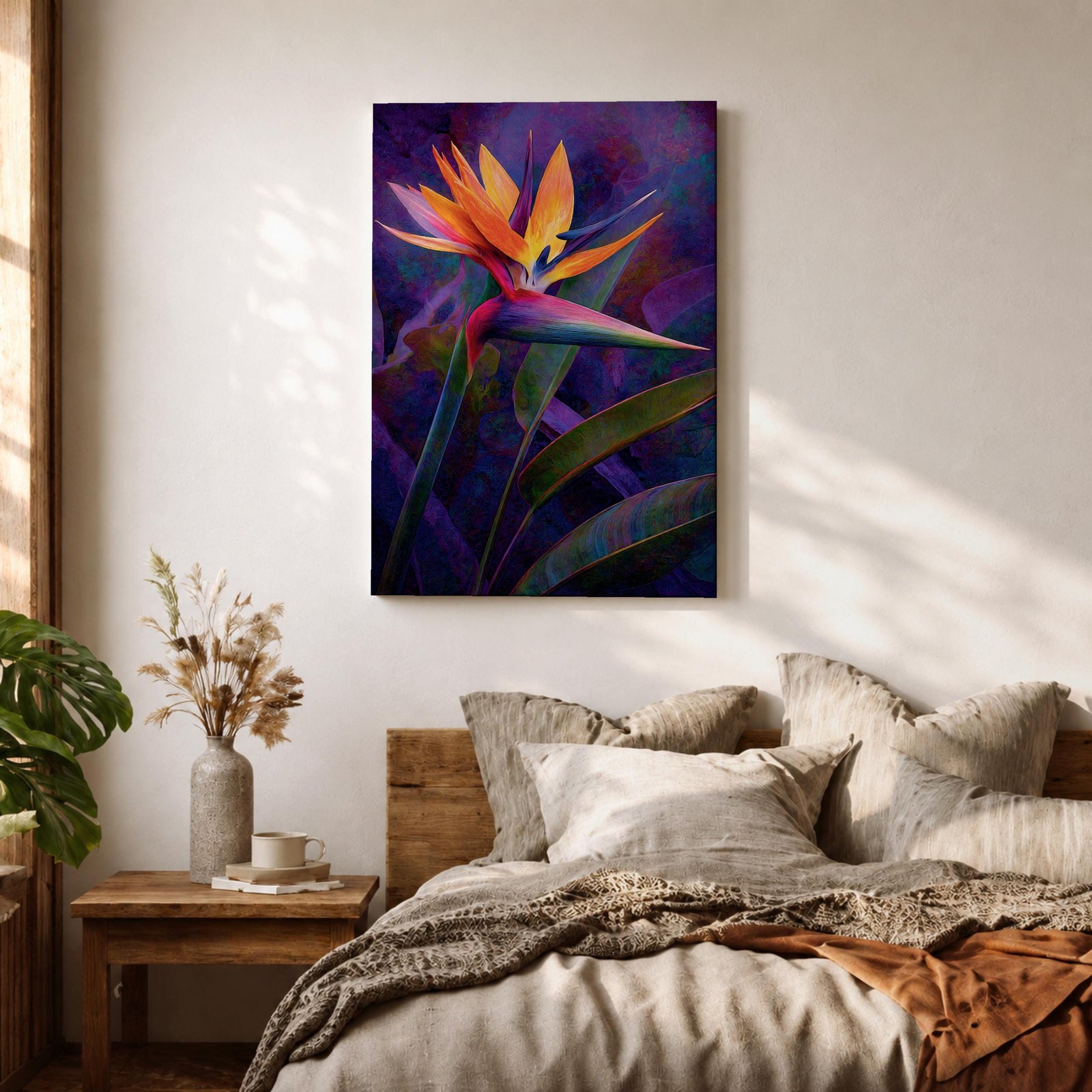Bird of Paradise Wall Art Garden Bloom Framed Canvas Strelitzia Abstract Tropical Home Decor