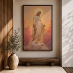 Our Lady of Lourdes Wall Art Open Arms Framed Canvas Madonna Immaculate Christian Decor