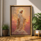 Our Lady of Lourdes Wall Art Open Arms Framed Canvas Madonna Immaculate Christian Decor