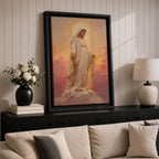 Our Lady of Lourdes Wall Art Open Arms Framed Canvas Madonna Immaculate Christian Decor