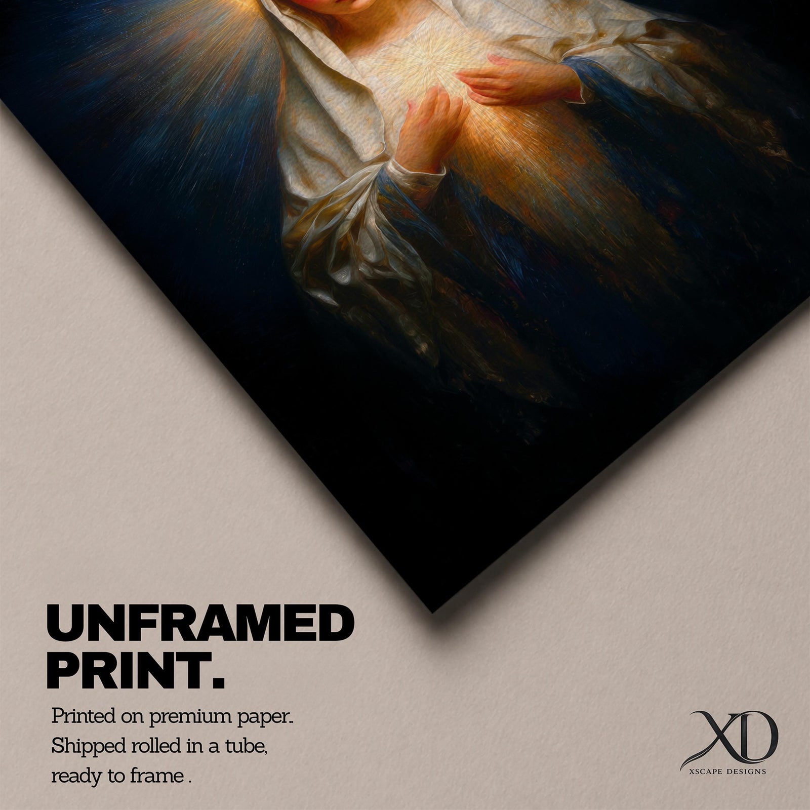 Sacred Heart Mary Wall Art Immaculate Heart Framed Canvas Glowing Catholic Christian Religious Decor