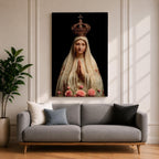 Our Lady of Fatima Wall Art Praying Portrait Framed Canvas Madonna Catholic Christian Decor