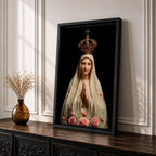 Our Lady of Fatima Wall Art Praying Portrait Framed Canvas Madonna Catholic Christian Decor