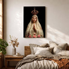 Our Lady of Fatima Wall Art Praying Portrait Framed Canvas Madonna Catholic Christian Decor