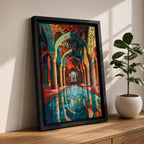 Mosque Corridor Wall Art Islamic Arch Framed Canvas Masjid Persian Architecture Muslim Home Decor