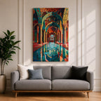 Mosque Corridor Wall Art Islamic Arch Framed Canvas Masjid Persian Architecture Muslim Home Decor