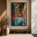 Mosque Corridor Wall Art Islamic Arch Framed Canvas Masjid Persian Architecture Muslim Home Decor