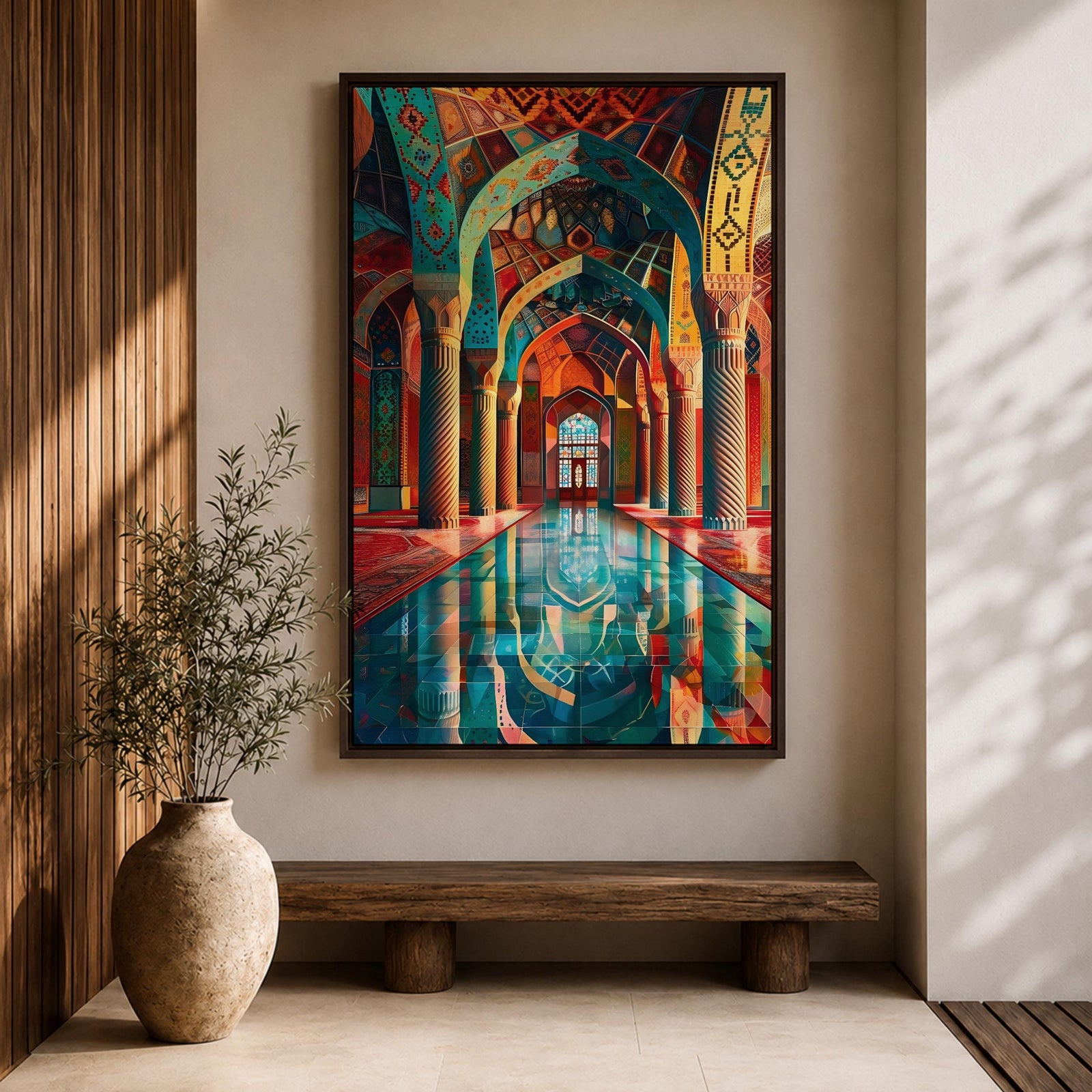 Mosque Corridor Wall Art Islamic Arch Framed Canvas Masjid Persian Architecture Muslim Home Decor
