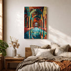 Mosque Corridor Wall Art Islamic Arch Framed Canvas Masjid Persian Architecture Muslim Home Decor