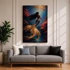 Mermaid Wall Art Golden Scales Framed Canvas Coral Reef Siren Underwater Fantasy Coastal Decor