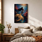Mermaid Wall Art Golden Scales Framed Canvas Coral Reef Siren Underwater Fantasy Coastal Decor