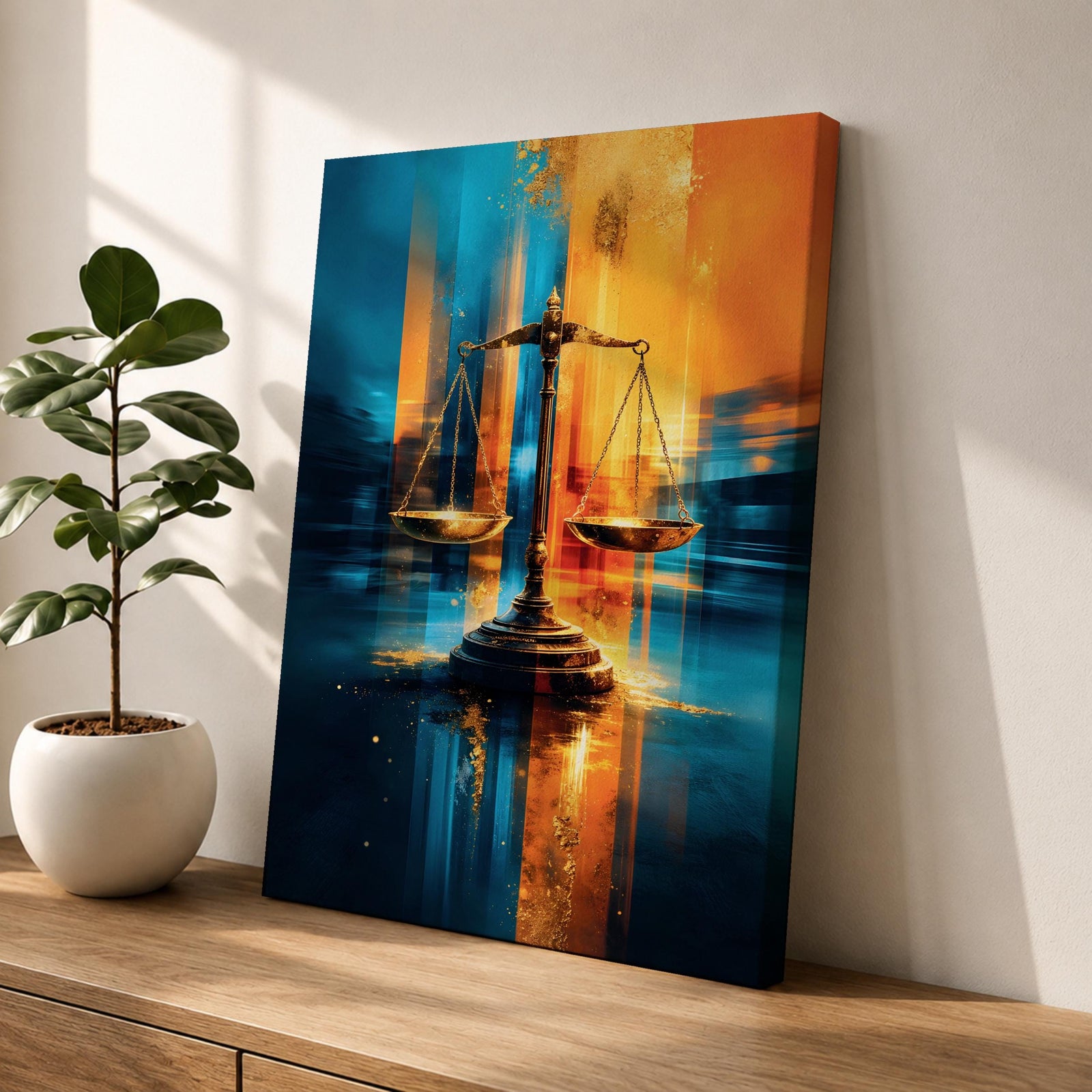 Scales of Justice Wall Art Balanced Scale Canvas Libra Symbol Modern Law Office Decor