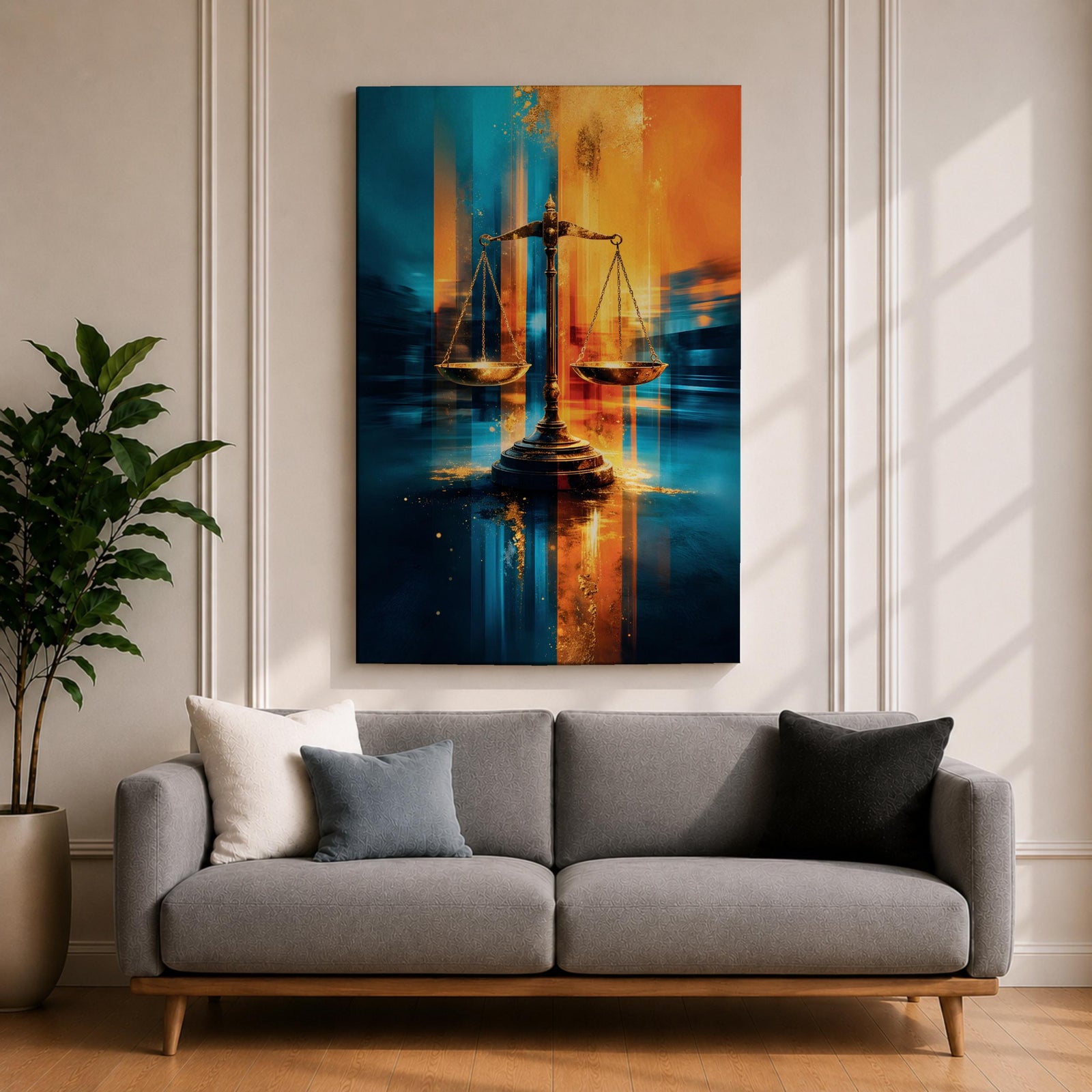 Scales of Justice Wall Art Balanced Scale Canvas Libra Symbol Modern Law Office Decor