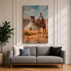 Ornate Camel Wall Art Desert Camp Framed Canvas Bedouin Arabian Middle Eastern Wall Decor