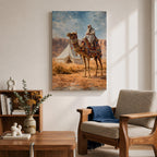 Ornate Camel Wall Art Desert Camp Framed Canvas Bedouin Arabian Middle Eastern Wall Decor