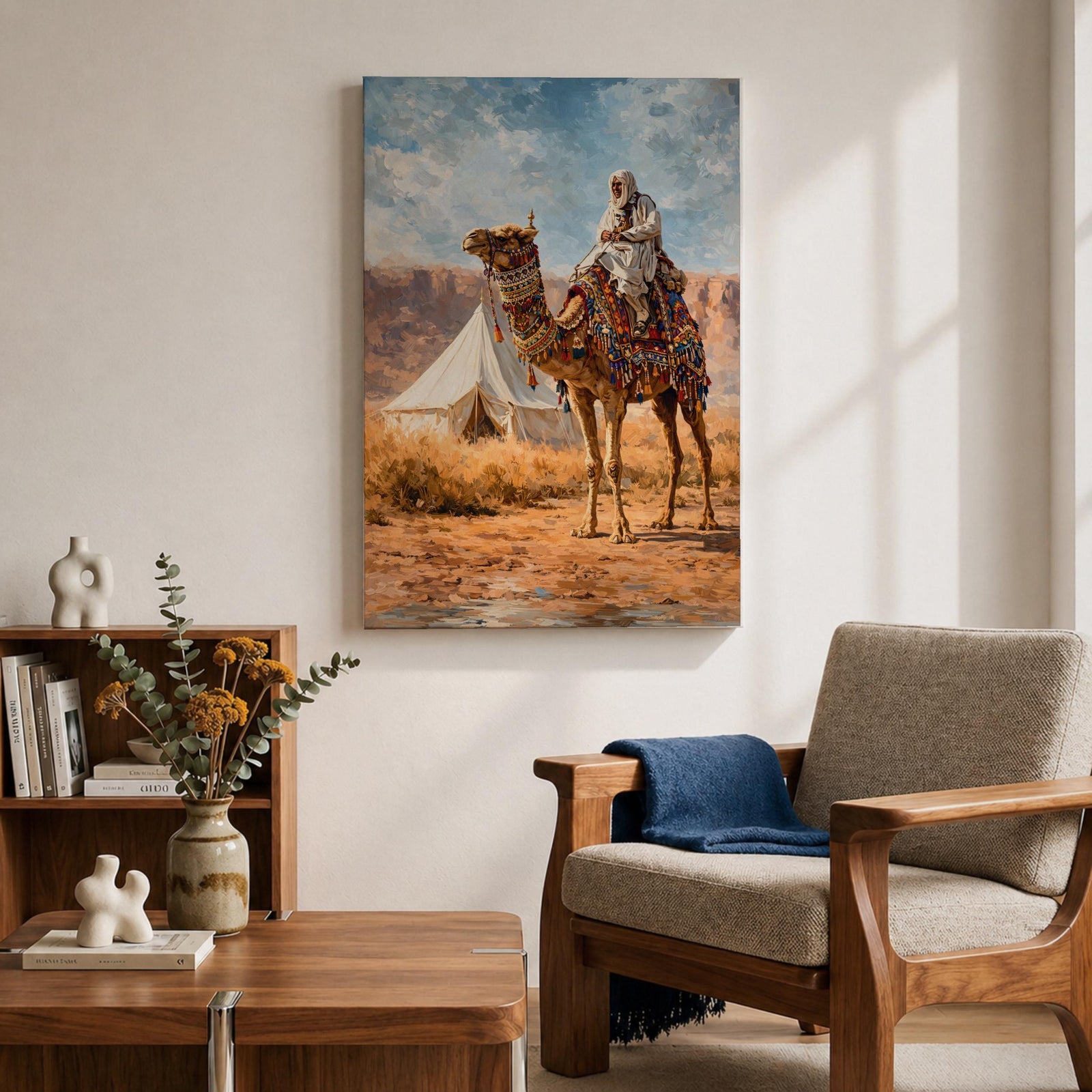 Ornate Camel Wall Art Desert Camp Framed Canvas Bedouin Arabian Middle Eastern Wall Decor