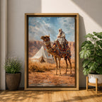 Ornate Camel Wall Art Desert Camp Framed Canvas Bedouin Arabian Middle Eastern Wall Decor