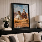 Ornate Camel Wall Art Desert Camp Framed Canvas Bedouin Arabian Middle Eastern Wall Decor