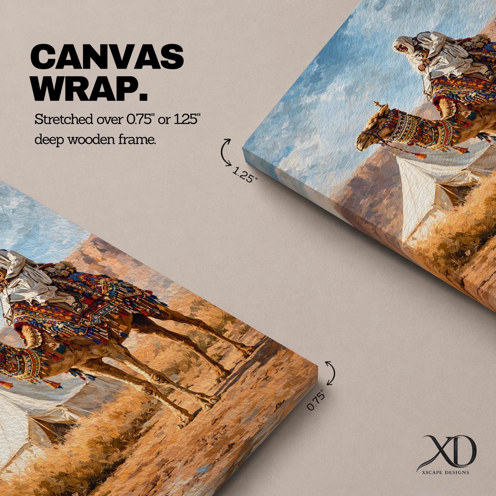 Ornate Camel Wall Art Desert Camp Framed Canvas Bedouin Arabian Middle Eastern Wall Decor