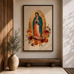 Our Lady of Guadalupe Wall Art La Guadalupana Framed Canvas Mexican Catholic Altar Decor