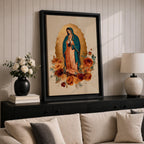 Our Lady of Guadalupe Wall Art La Guadalupana Framed Canvas Mexican Catholic Altar Decor