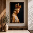 Virgin Mary Crowned Wall Art Queen of Heaven Madonna Canvas Catholic Gold Religious Decor