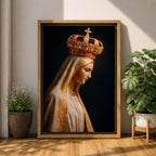 Virgin Mary Crowned Wall Art Queen of Heaven Madonna Canvas Catholic Gold Religious Decor