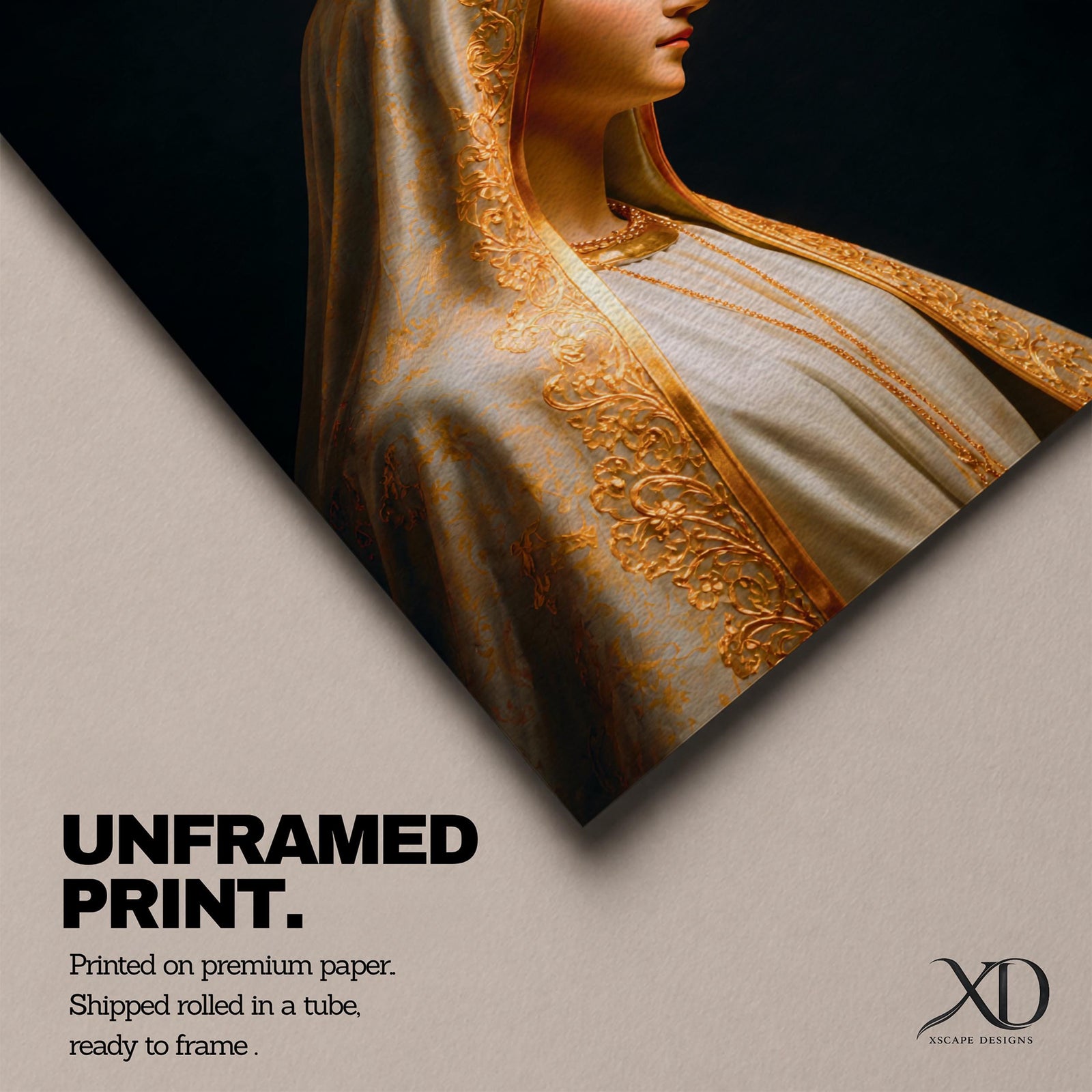 Virgin Mary Crowned Wall Art Queen of Heaven Madonna Canvas Catholic Gold Religious Decor